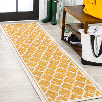 Trebol Moroccan Trellis Textured Weave Indoor/outdoor Runner Rug